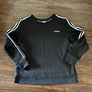Women’s Black Adidas Three Stripe Crewneck Sweatshirt Size XL